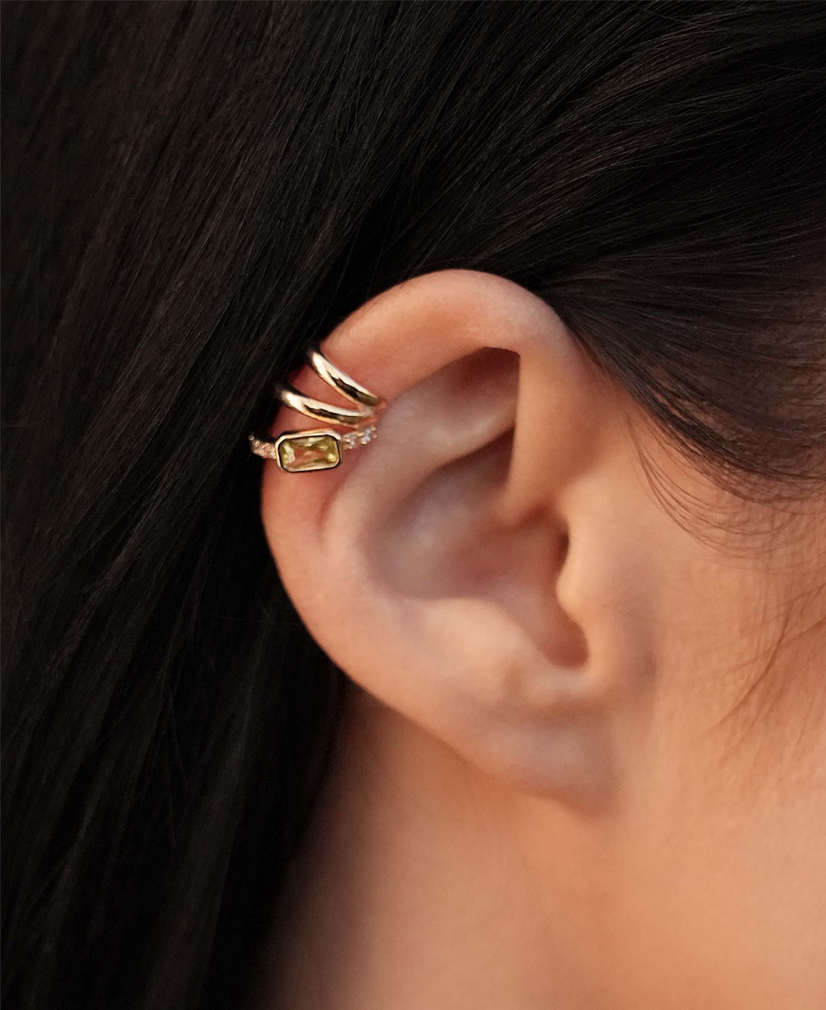 Ettika Cluster Ear Cuff Earrings In Peridot