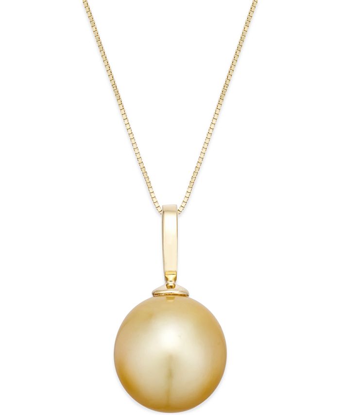 Macy's - Cultured Golden South Sea Pearl Pendant Necklace (12mm) in 14k Gold
