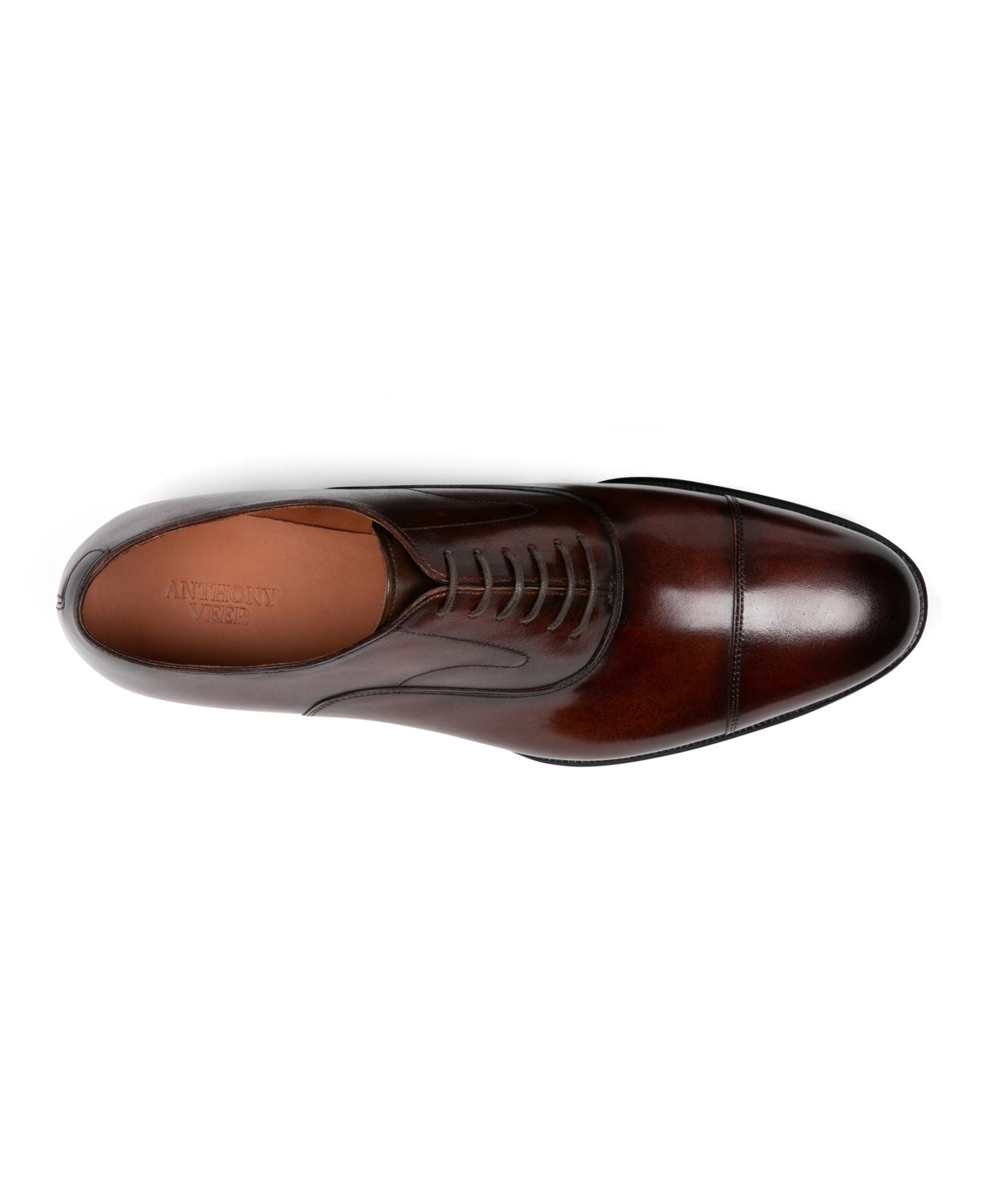 Anthony Veer Men's Regent Cap Toe Leather Oxford Dress Shoes In Rustic Ember Cognac