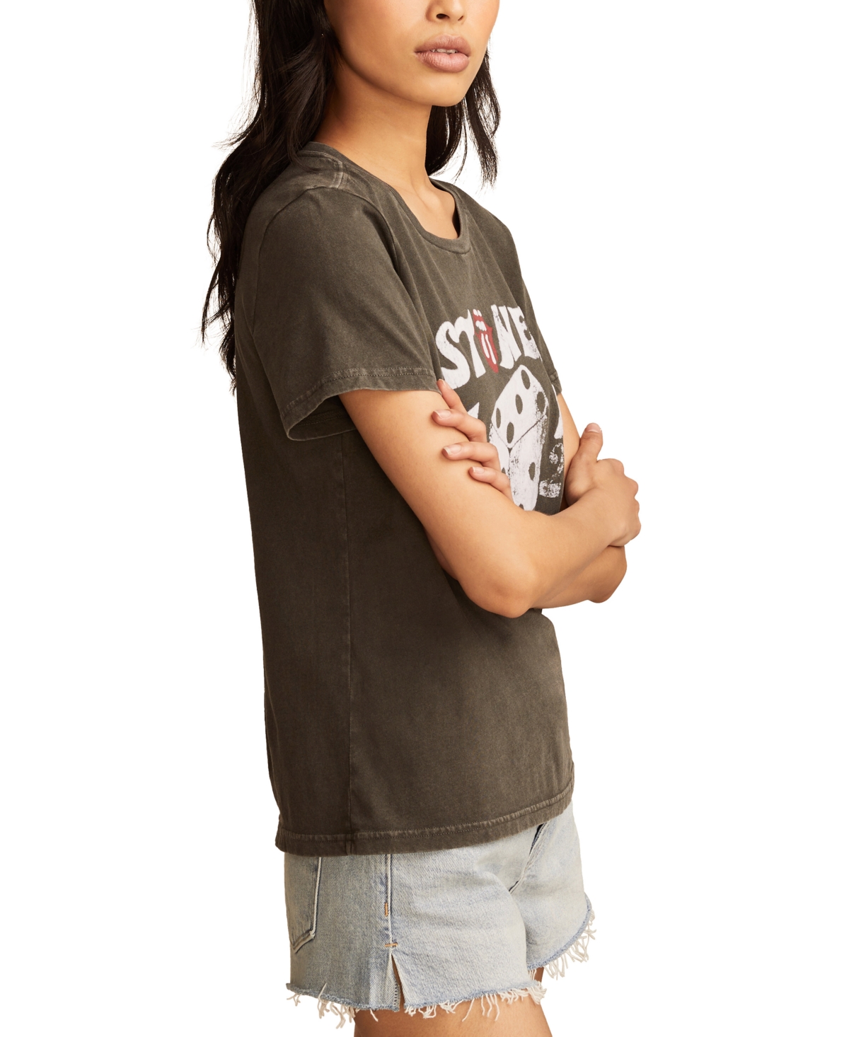 LUCKY BRAND WOMEN'S ROLLING STONES DICE CLASSIC COTTON CREWNECK T-SHIRT 