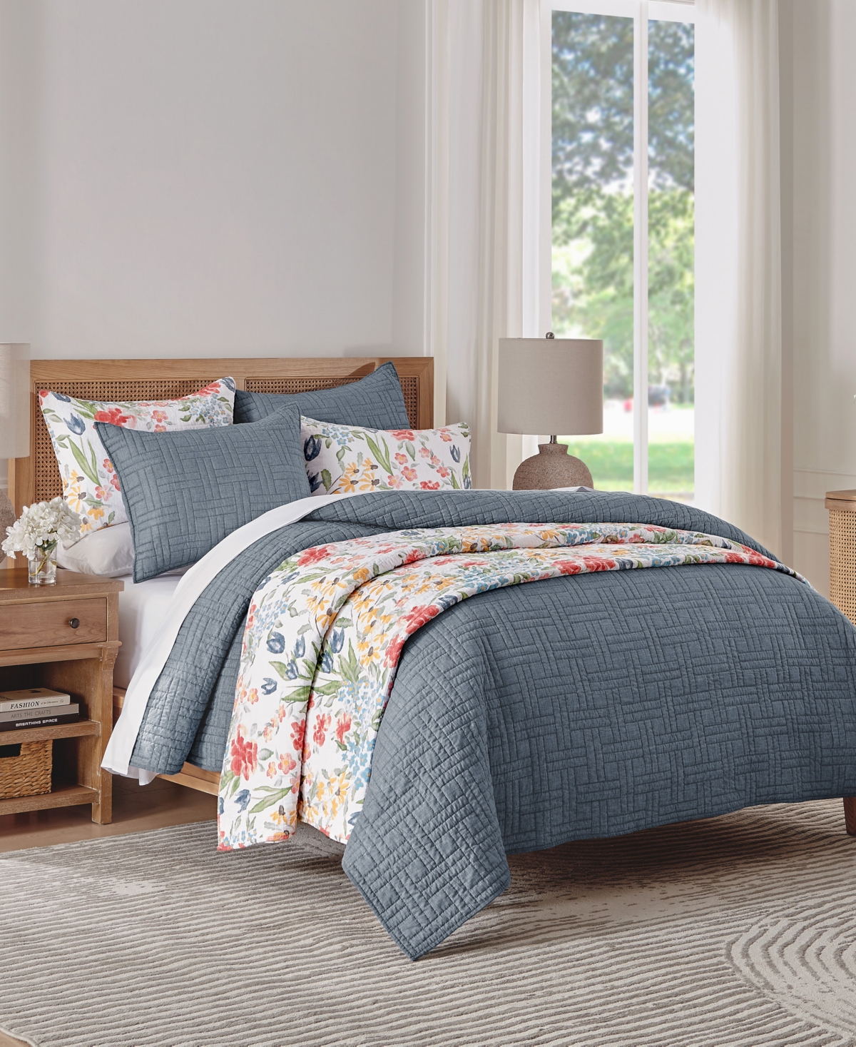 Levtex Melange Stitch Stitching 2-pc. Quilt Set, Twin/twin Xl In Chambray
