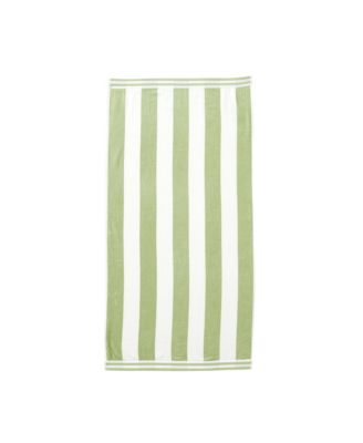 Linery and Co. 100% Cotton Velour Cabana Stripe Oversized Beach Towel, 35" x 70"