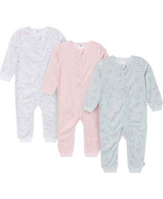 Toddler Girls Footless Pajamas with Reverse Zipper, 3-Pack