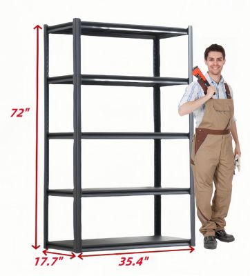 5 Tier Heavy Duty Metal Storage Shelves,Easy to Assemble,Adjustable,Storage Shelves for Basements, Garages and Kitchen, 72 "H35.4 "W17.7 "D
