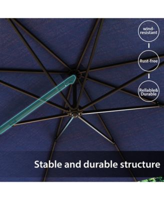 10 ft. Patio Umbrella Square Cantilever Umbrella, Outdoor Market Umbrella in Blue with 360° Rotation for Pool Lawn(without base)