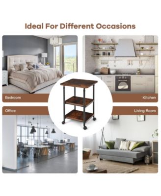 3-tier Adjustable Printer Stand with 360° Swivel Casters