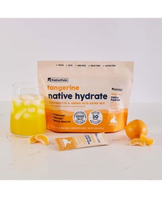 Native Hydrate Stick Packs, Sugar Free Electrolytes Powder with BCAAs, Tangerine Hydration, Keto & Paleo Friendly, 30 Servings