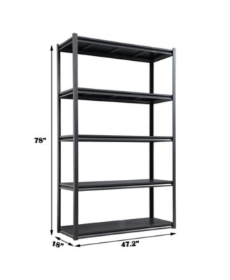 78"H  5 Tier Metal Shelves for Storage Garage Shelving 2000LBS Heavy Duty Storage Shelves Adjustable Garage Shelf Industrial Shelving Unit Storage Utility Rack,47.2"W18"D78"H,Black