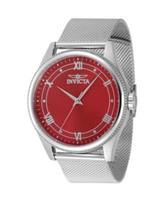 Men's 48484 Celestial Quartz 3 Hand Red Dial Watch