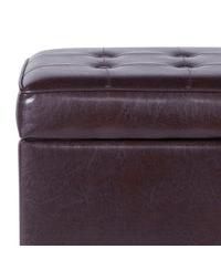 Tufted Leatherette Ottoman – Square Wooden Storage with Lift-Off Lid
