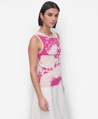 Женский свитер с цветочным рисунком DKNY-вязаная майка