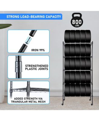 Heavy Duty 5-Tier Shelving Units Adjustable, Wire Shelf with 800 lbs Capacity (160 per Shelf), 24" D x 14" W x 59 "H, Black, 5 Levels, Storage Shelf with Wheels & Leveling Feet