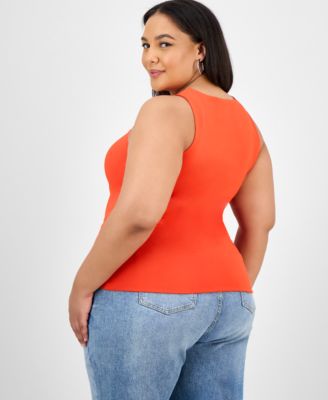 Trendy Plus Size Ruched V-Neck Tank Top, Exclusively at Macy's 