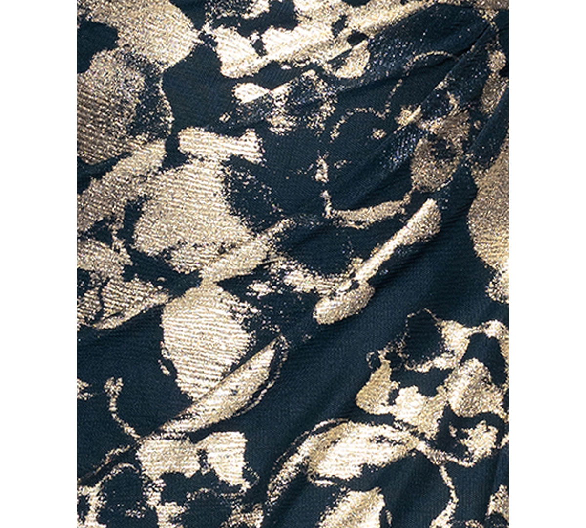 Betsy & Adam Plus Size Metallic Print Cowlneck Gown In Navy,gold