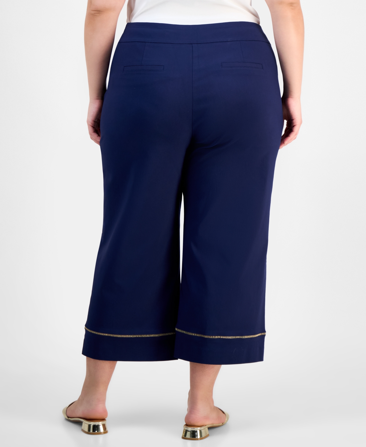 JM COLLECTION PLUS SIZE LADDER-TRIM PULL-ON CAPRI PANTS, EXCLUSIVELY AT MACY'S 