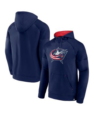 Fanatics - Men's Navy Columbus Blue Jackets Iconic Defender Raglan Pullover Hoodie