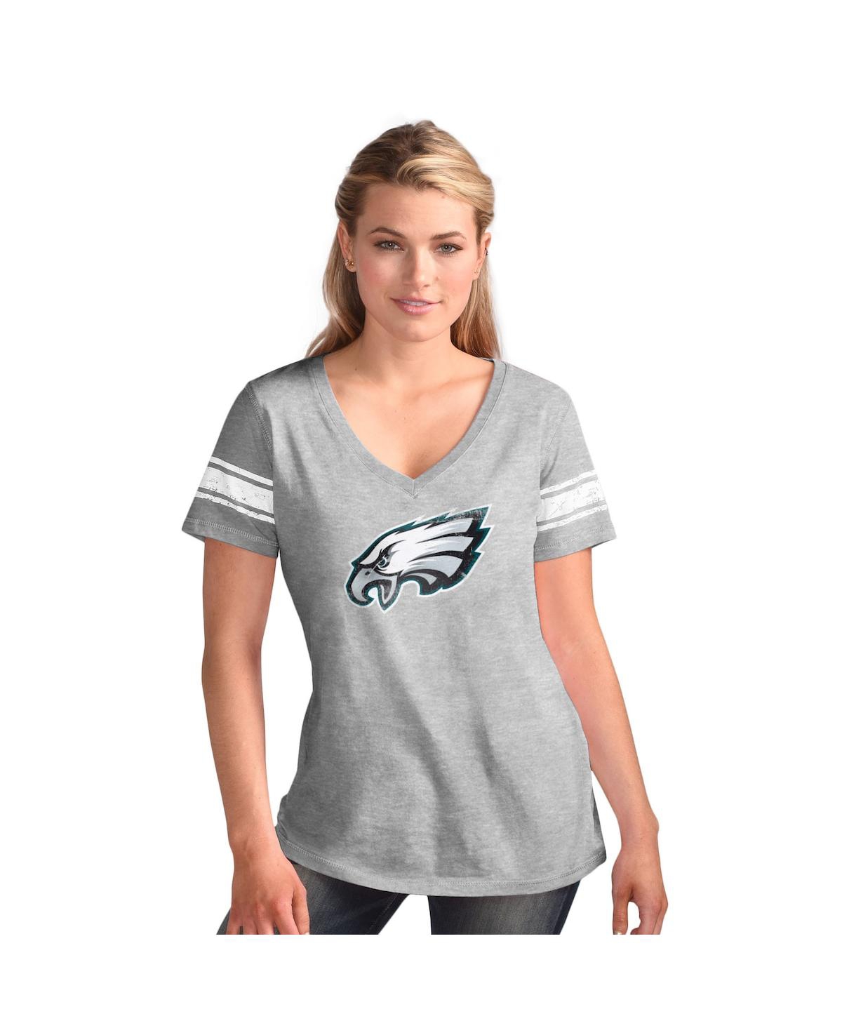 Women'sÂ Heather Gray Philadelphia Eagles First Pick Distressed V-neck T-Shirt - Heather Gray