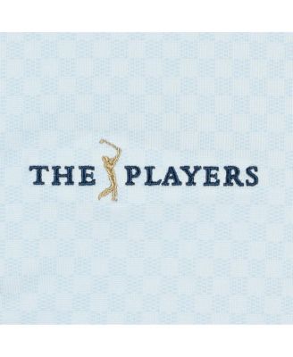 Men's Light Blue The Players Prodry Checker Print Lisle Polo Shirt
