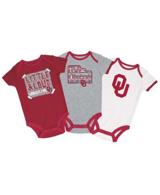 Champion - Baby Boys and Girls Crimson/Gray/White Oklahoma Sooners 3-Pack Bodysuit Set