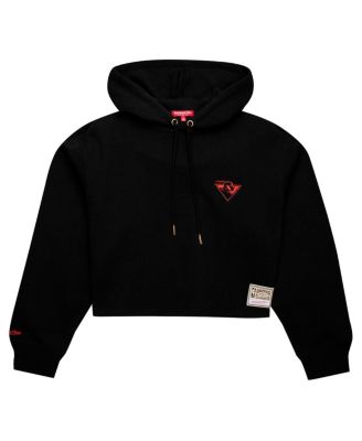 Черный Голден Стэйт Митчелл & Несс женщин воинов деревянный классика укороченный пуловер толстовка с капюшоном