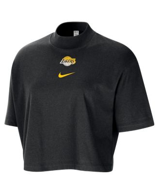 Женская черная укороченная футболка Nike Los Angeles Lakers свободного кроя с имитацией выреза по бокам