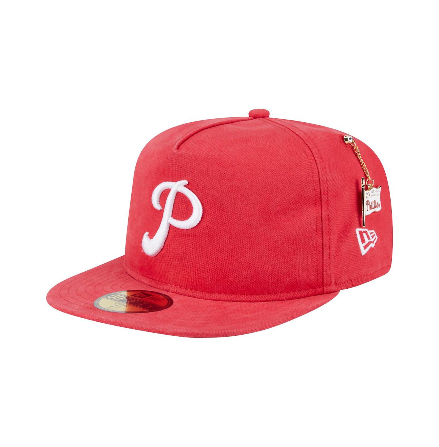Мужская кепка New Era Red Philadelphia Phillies Championship Side Flag A-Frame 59Fifty Fitted Hat — фото 1