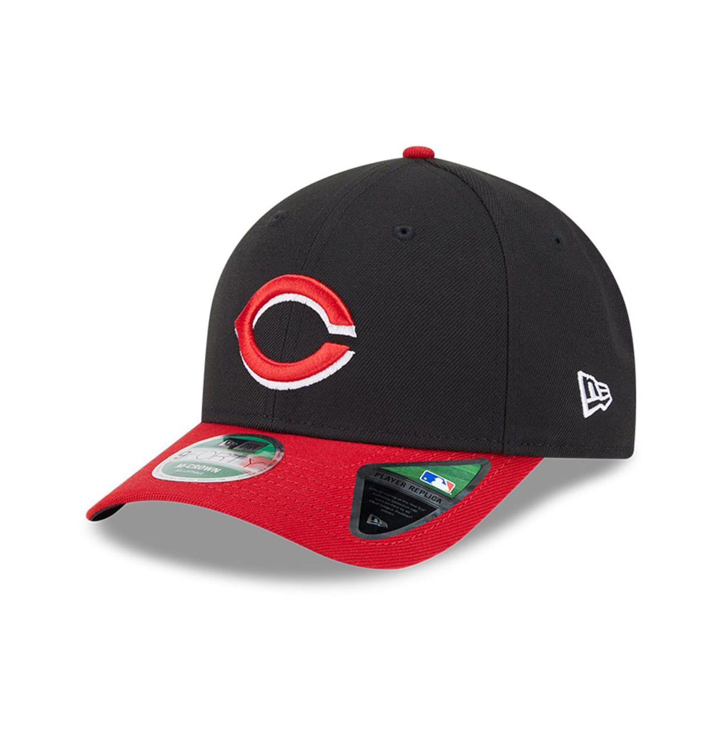 Мужская кепка New Era Black/Red Cincinnati Reds Player Replica 9Forty Adjustable Hat — фото 1