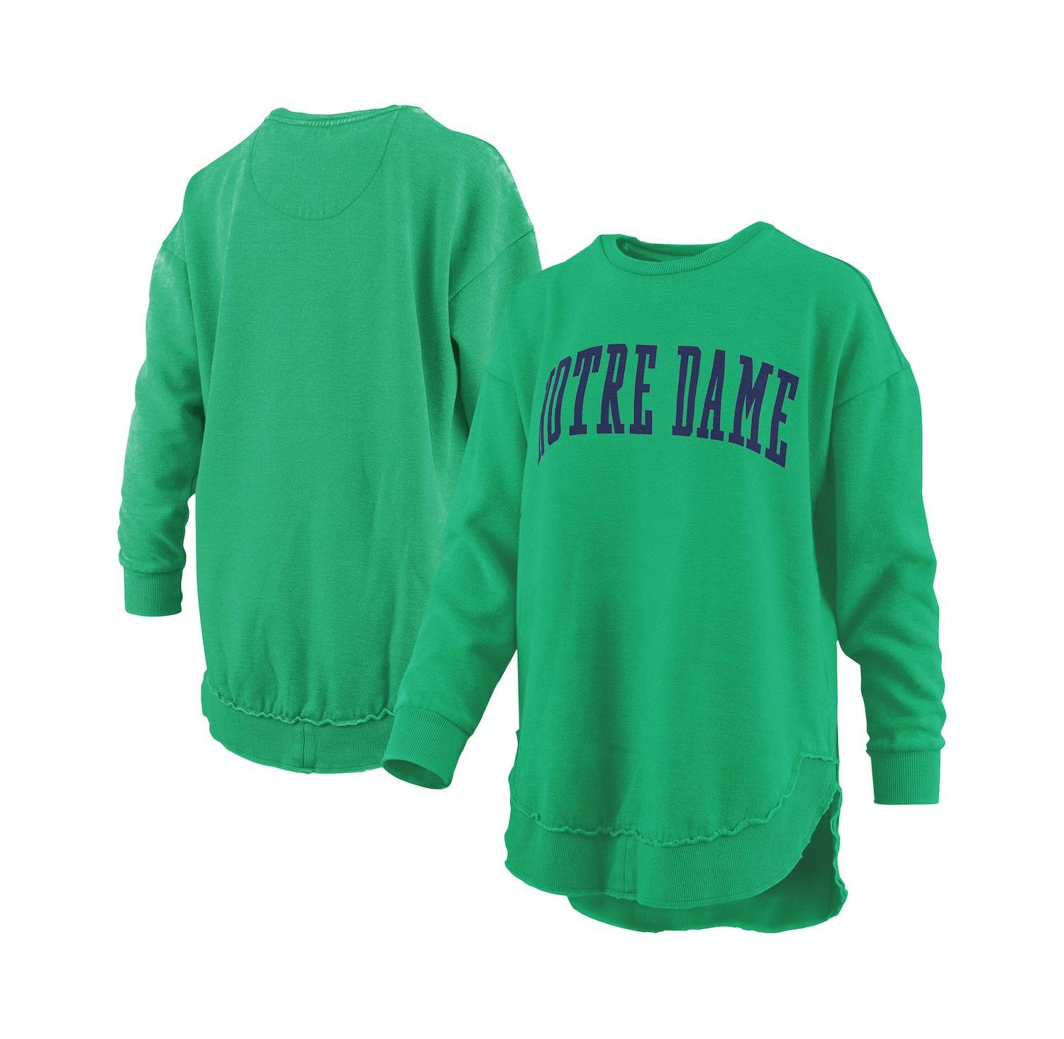 Women's Green Notre Dame Fighting Irish Melange Poncho Vintage Fleece Long Sleeve Pullover Sweatshirt