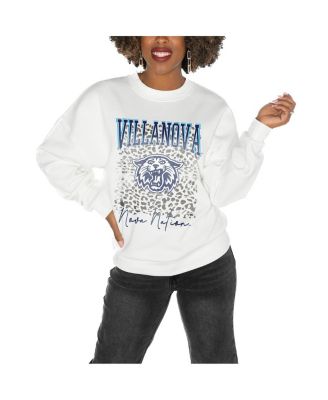 Gameday Couture - Women's White Villanova Wildcats Drop Shoulder Fleece Drop Pullover Sweatshirt