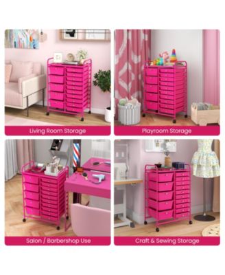 15-Drawer Utility Rolling Organizer Cart with Multi-Use Storage