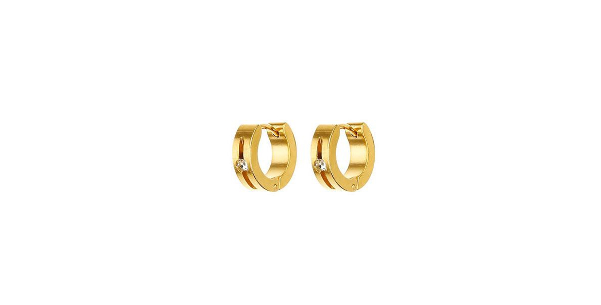 Crystal Huggie Hoop Earring - Gold