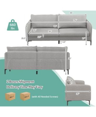 Modern 76 Inch Loveseat Sofa Couch for Apartment Dorm with Metal Legs