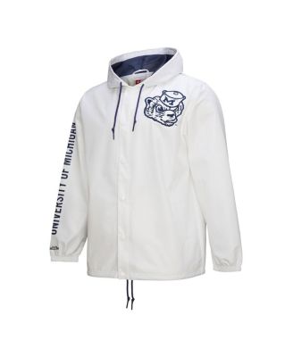 Men's&nbsp;White Michigan Wolverines Coaches Full-Snap Hoodie Jacket