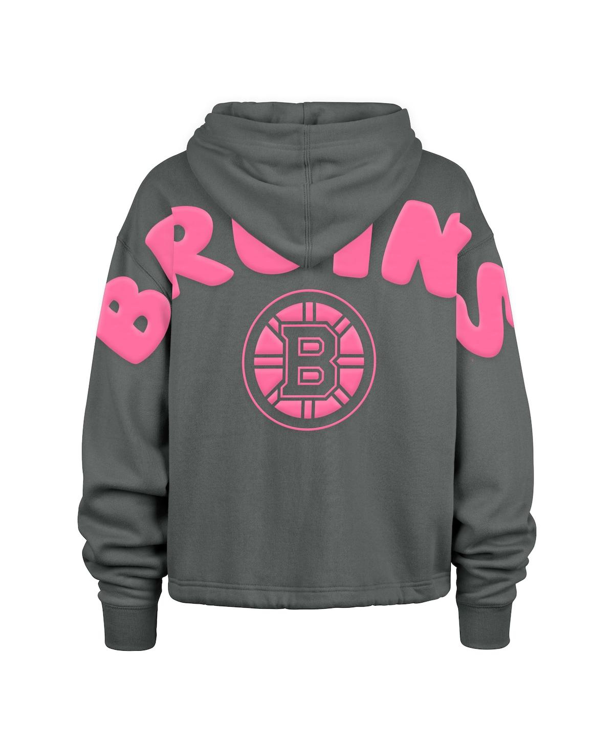 Shop 47 Brand Women's Gray Boston Bruins Bright Side Venice Cropped Pullover Hoodie