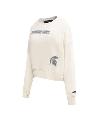 Женский кремовый топ Michigan State Spartans от Pro Standard, французский махровый укороченный пуловер свободного кроя с круглым вырезом