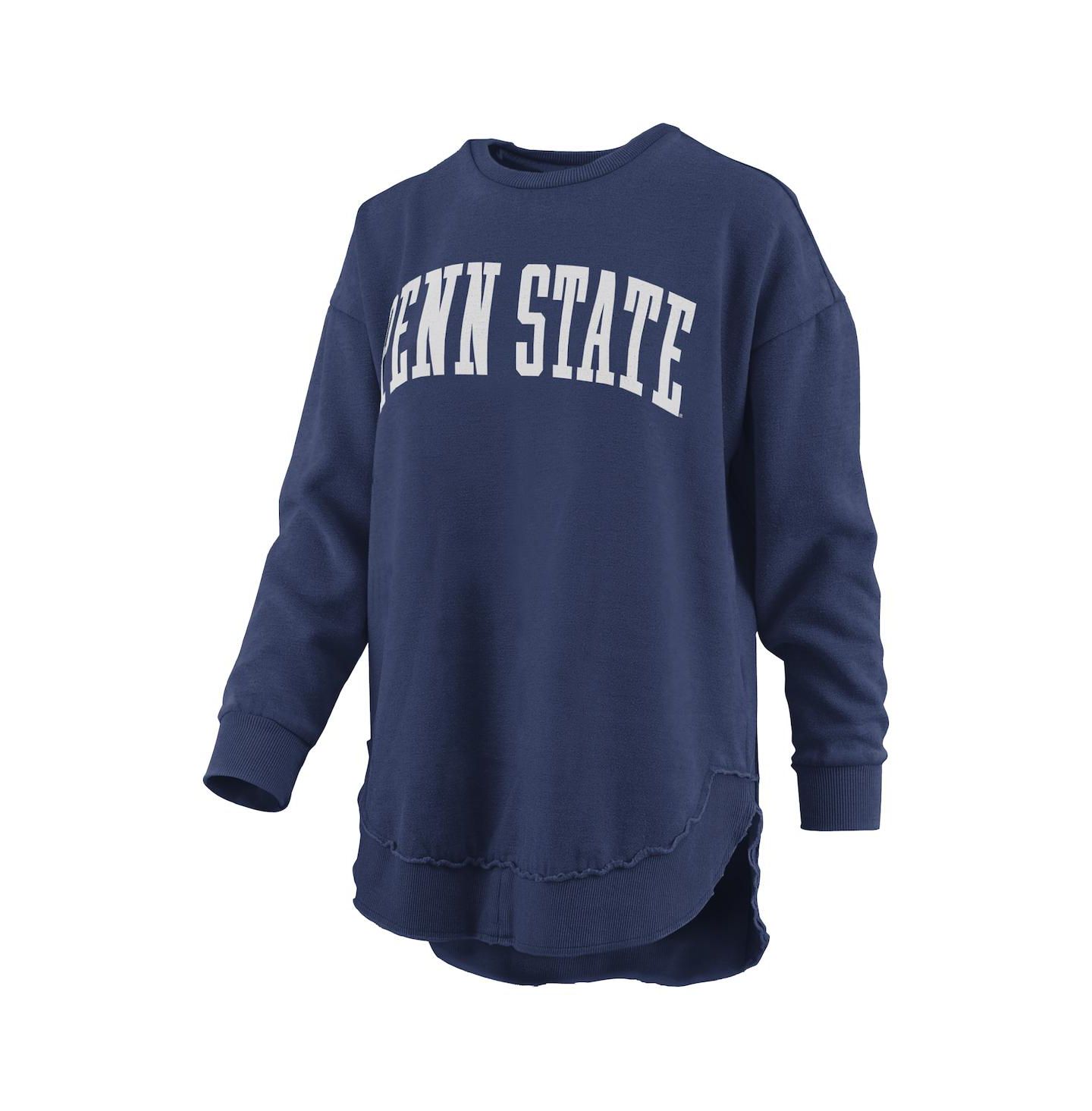 Женский свитшот Pressbox Navy Penn State Nittany Lions Melange Poncho Vintage Fleece Long Sleeve Pullover — фото 2