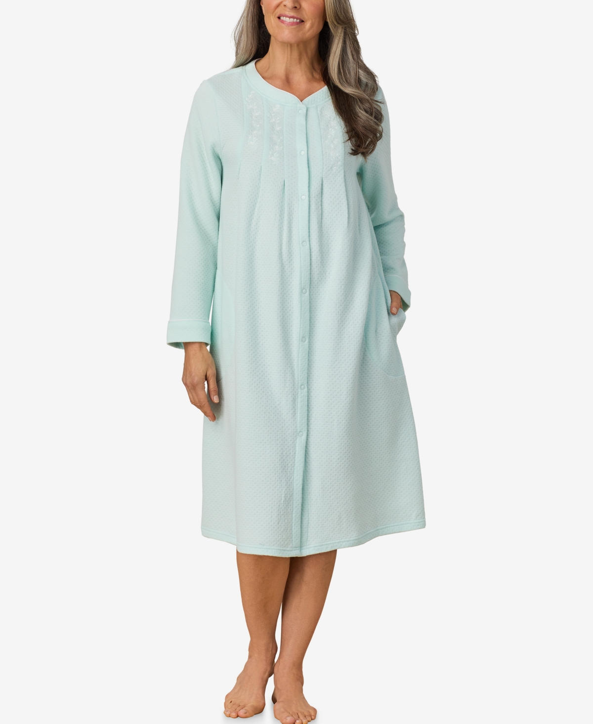 ARIA WOMEN'S LONG SLEEVE WALTZ SNAP FRONT MINT ROBE 