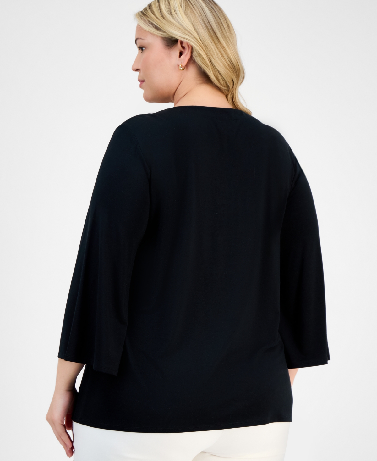 Jm Collection Women's Split-lace-up-neck Blouse, Exclusively At Macy's