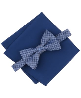 Мужской галстук-бабочка в клетку Huron от Alfani и однотонный квадратный карманный комплект, эксклюзивно в Macy's