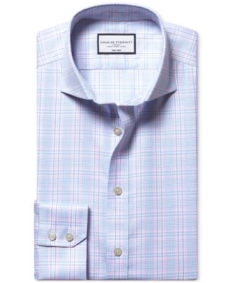 Men's Slim-Fit Non-Iron Prince of Wales Check Twill Dress Shirt