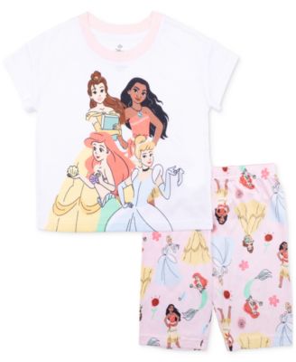 Disney Princess - Big Girls Short-Sleeve Top & Biker Shorts Pajamas, 2 Piece Set
