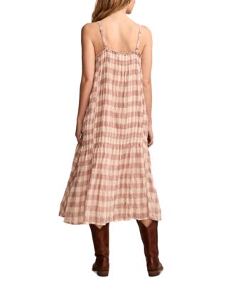 Женское клетчатое платье миди со складками от бренда Lucky