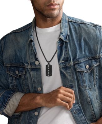 Diamond Dog Tag 22" Pendant Necklace (1/20 ct. t.w.) in Black Ion-Plated Stainless Steel