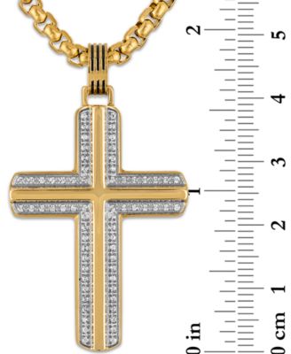 Diamond Cross 22" Pendant Necklace (1/3 ct. t.w.) in Gold-Tone Ion-Plated Stainless Steel