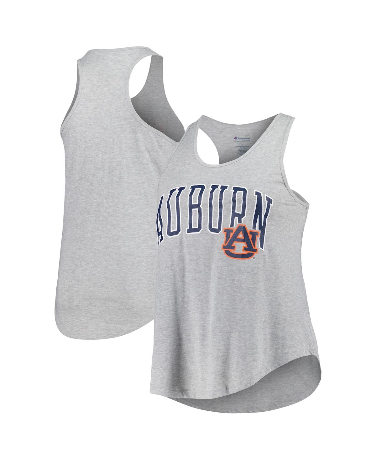 Women's Heather Gray Auburn Tigers Arch Logo Racerback Scoop Neck Tank Top - Heather Gray