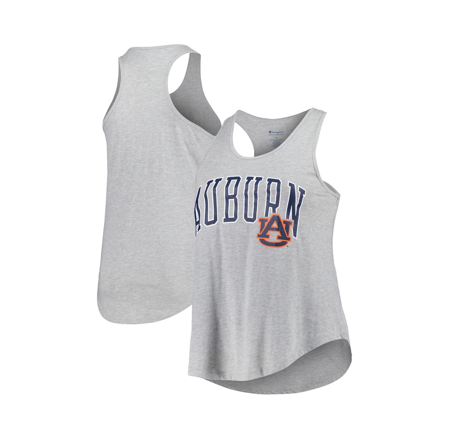 Women's Heather Gray Auburn Tigers Arch Logo Racerback Scoop Neck Tank Top