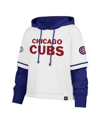 Women's White Chicago Cubs Trifecta Shortstop Cropped Pullover Hoodie