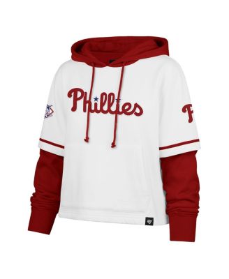 Женский белый укороченный пуловер Philadelphia Phillies Trifecta с коротким рукавом и капюшоном от бренда '47