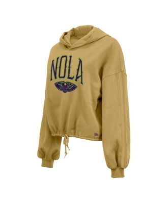 Укороченный пуловер с капюшоном New Era Women's Tan New Orleans Pelicans 2024/25 City Edition