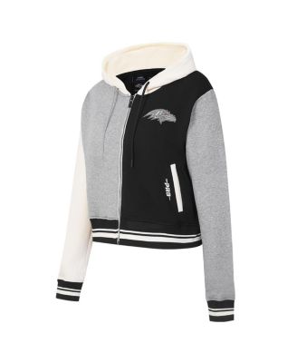Женская серая куртка Baltimore Ravens Reverse French Terry Color Block с капюшоном на молнии Pro Standard серого цвета